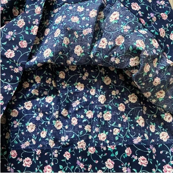 Vintage Polly Flinders Navy Blue Floral Hand Smocked Dress Sz 6 - Picture 11 of 13